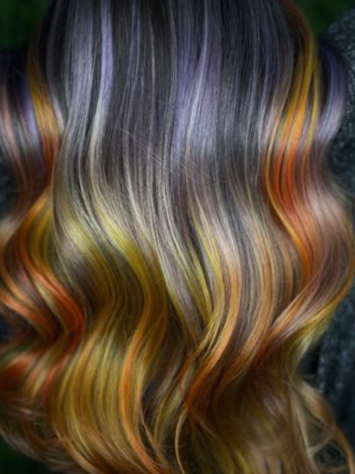 Vivid multi-tonal colour — violet, yellow and copper